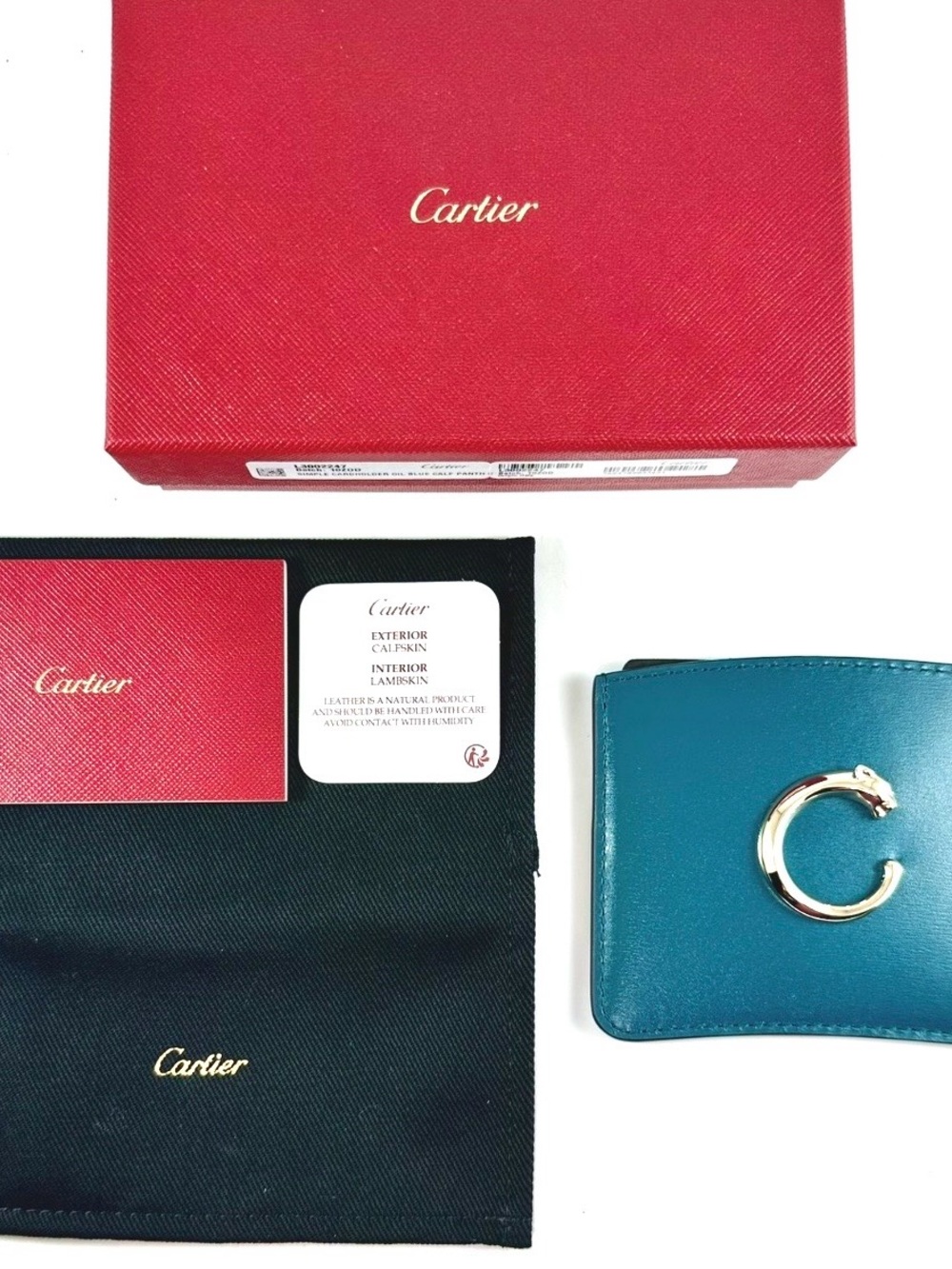 Cartier Panthère C Card Holder Oil Blue Calfskin L3002247 Box Pouch. NEW